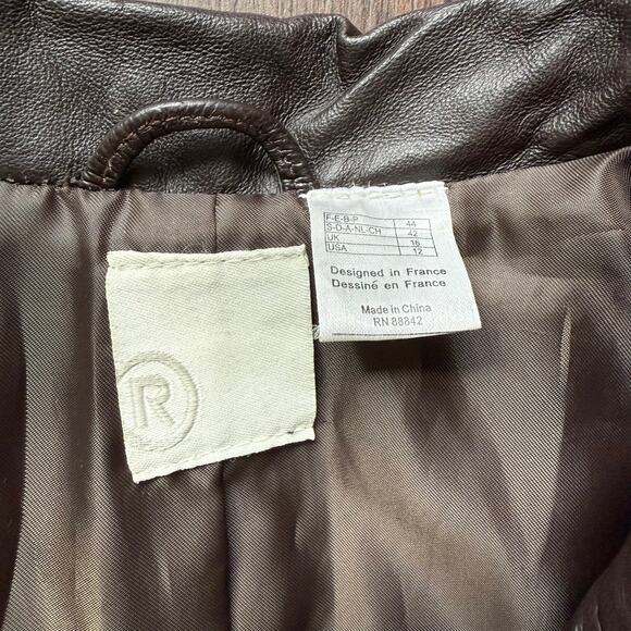 All Saints Archival 4‑Button Longline Pig Nappa Leather Coat Size 12 - Picture 10 of 13